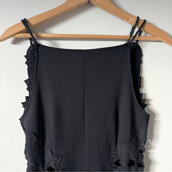 Free People Cha Cha Ponte Knit Black Fit & Flare Dress with Lace Cutout Detail - Picture 4 of 16